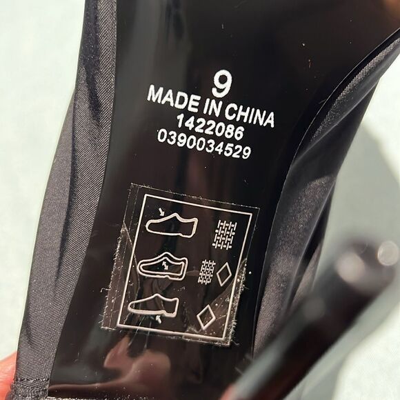 ASOS Black Spandex Ankle Open Toe Bootie Heels Size 9 B33 - Picture 7 of 8